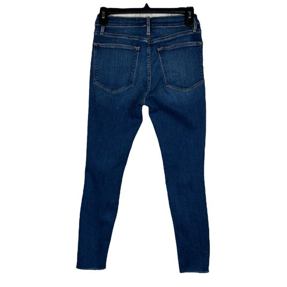 FRAME SZ 26 Le High Skinny Crop Jeans Distressed Zip-Fly Mid-Rise Fray Gaby Wash - Picture 4 of 11